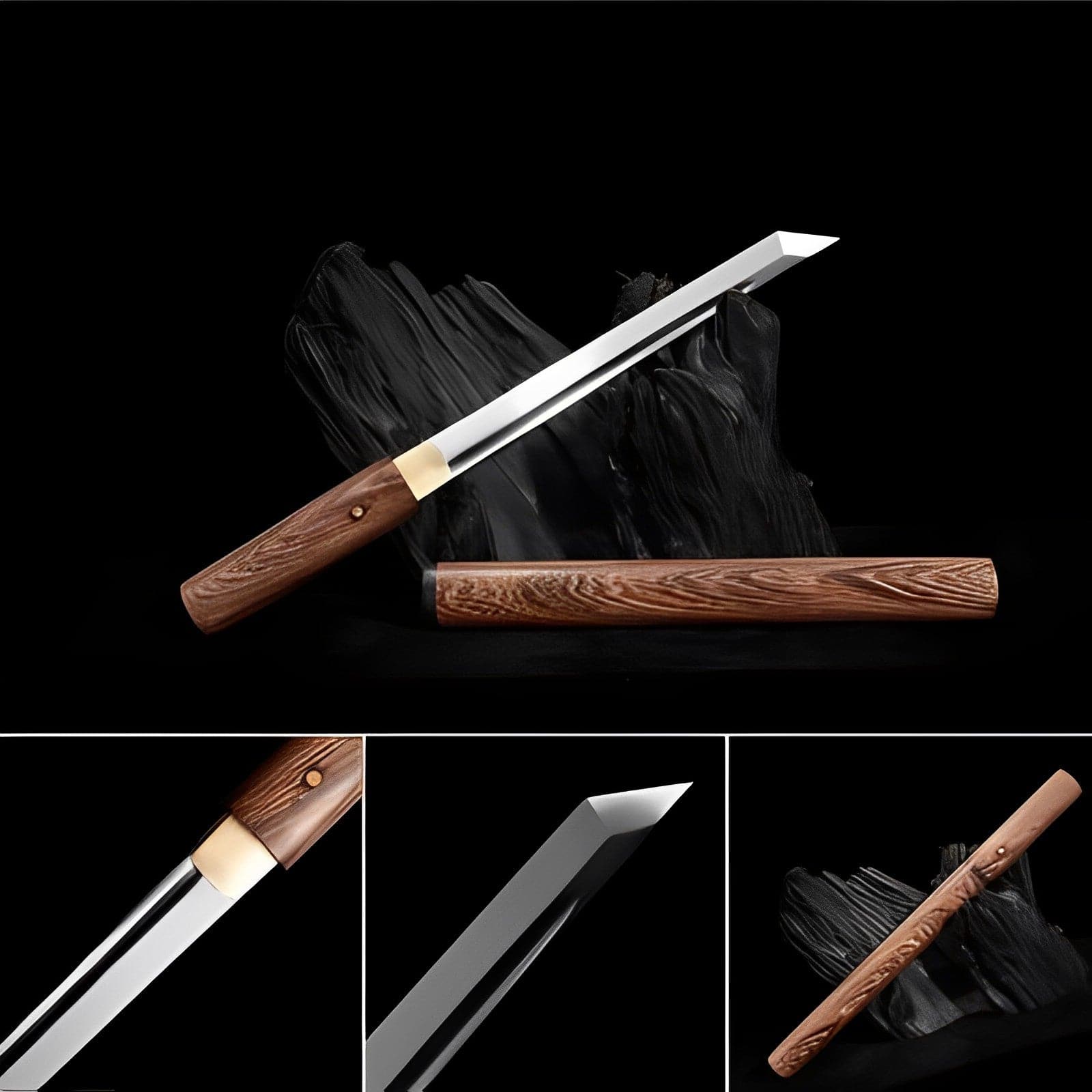Rosewood High Manganese Steel Small Tang Knife - Tophatter Daily Deals