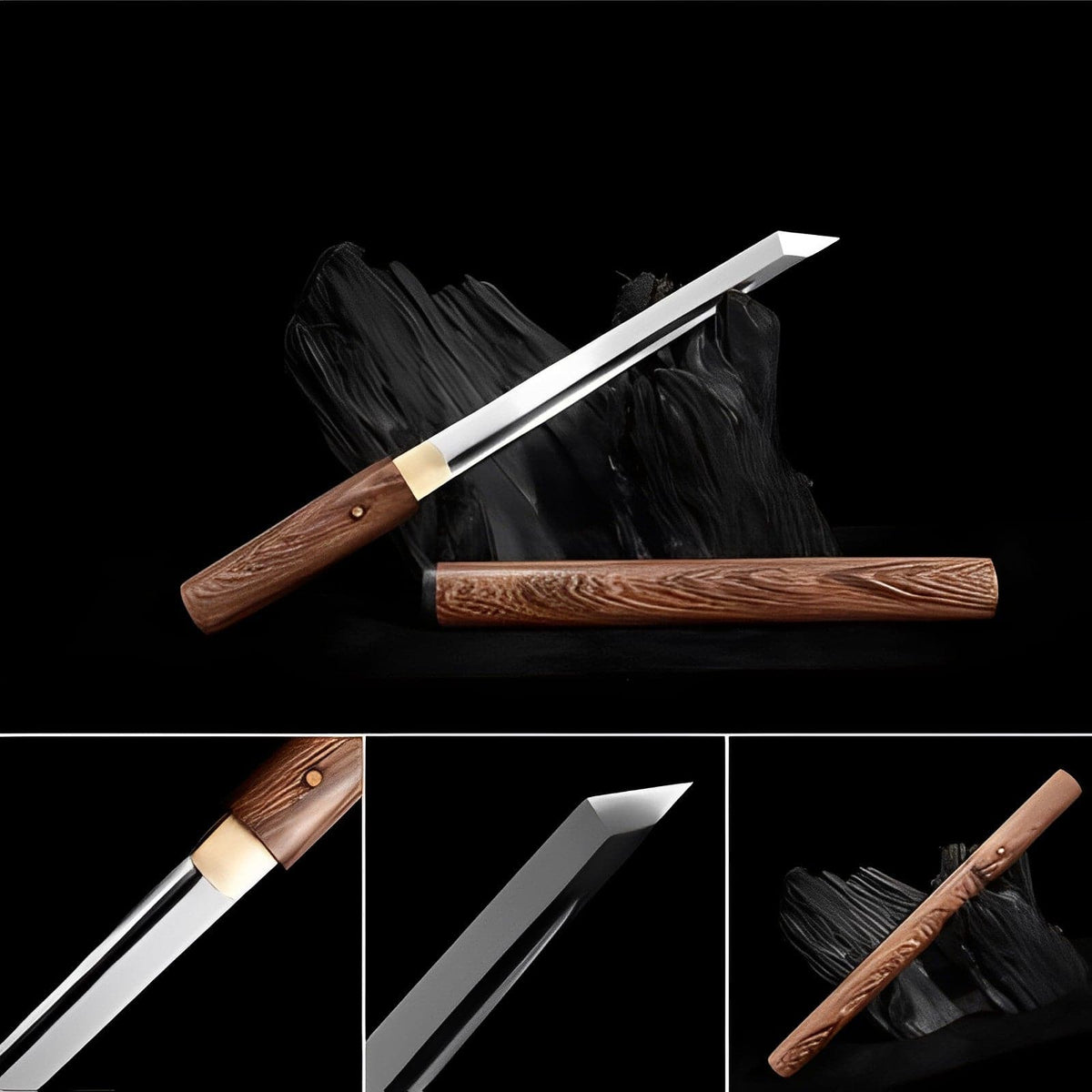 Rosewood High Manganese Steel Small Tang Knife - Tophatter Daily Deals