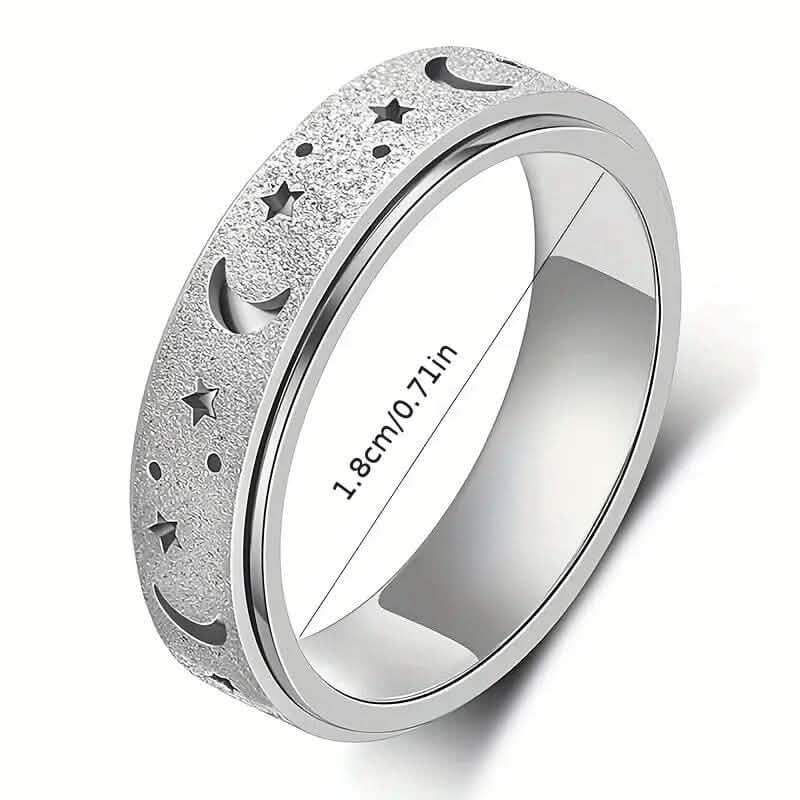 Rotatable Anxiety Fidget Ring Moon and Star Design Rings - Tophatter Daily Deals