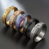 Rotatable Anxiety Fidget Ring Moon and Star Design Rings - Tophatter Daily Deals