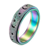 Rotatable Anxiety Fidget Ring Moon and Star Design Multicolor Rings - Tophatter Daily Deals