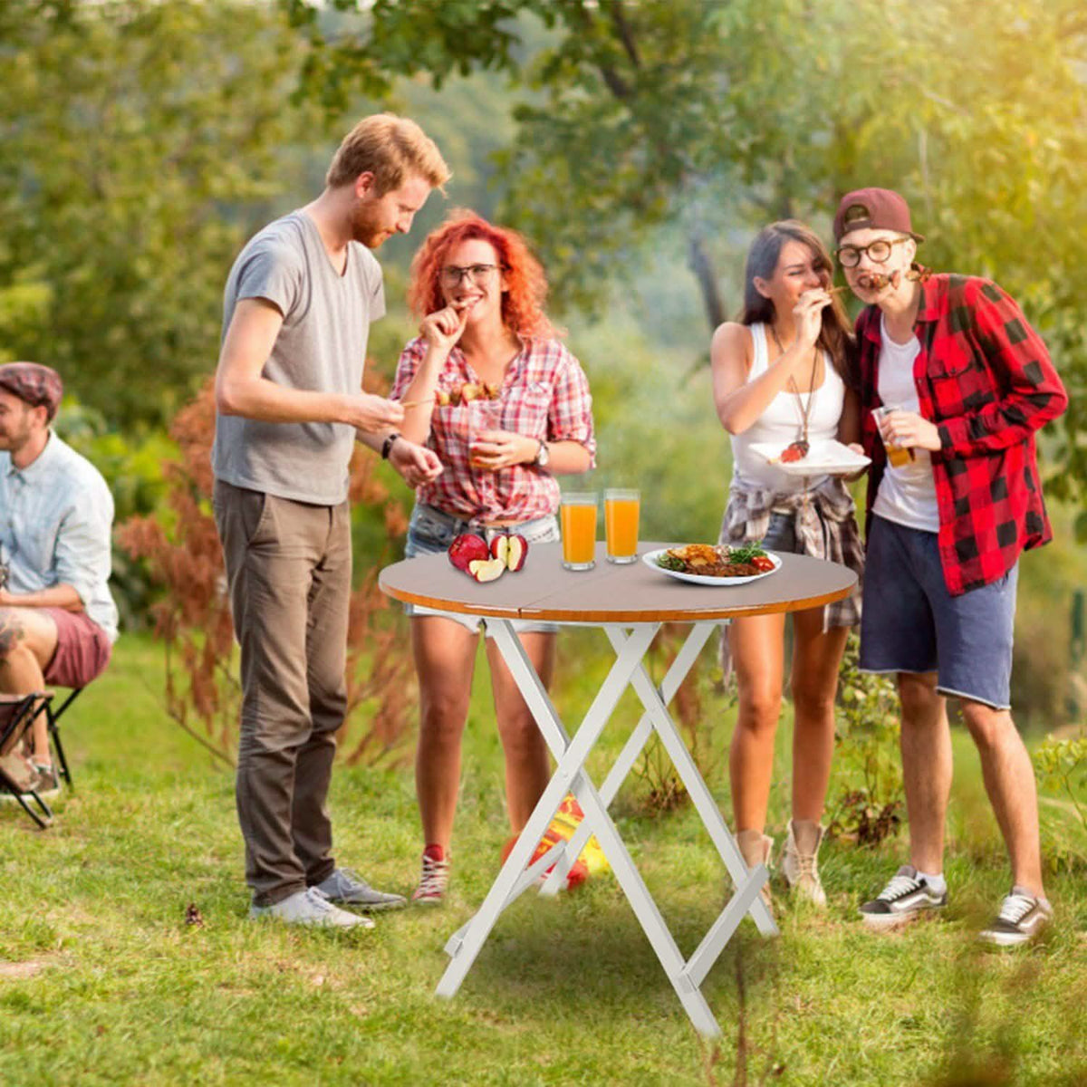 Round High Top Folding Table Outdoor Recreation - Tophatter Daily Deals