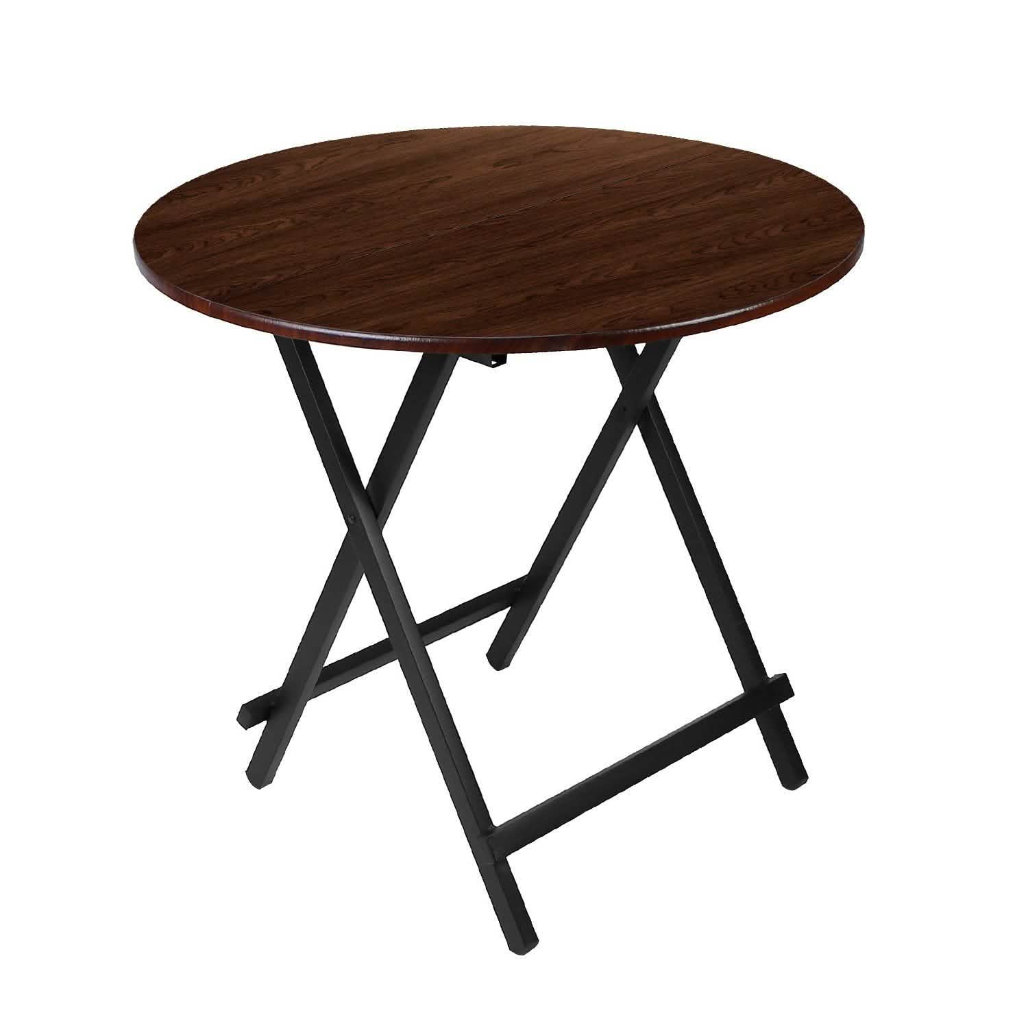 Round High Top Folding Table Walnut Outdoor Recreation - Tophatter Daily Deals