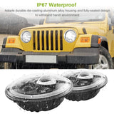 Round LED Headlight Halo Angel Eyes for Jeep Wrangler Automotive - Tophatter Daily Deals
