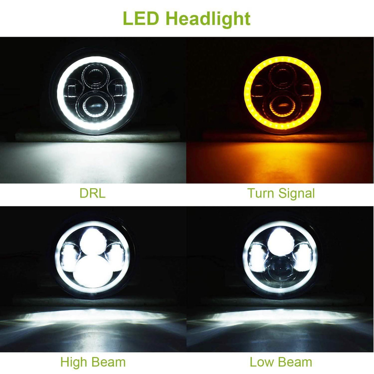 Round LED Headlight Halo Angel Eyes for Jeep Wrangler Automotive - Tophatter Daily Deals