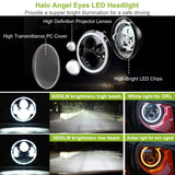 Round LED Headlight Halo Angel Eyes for Jeep Wrangler Automotive - Tophatter Daily Deals