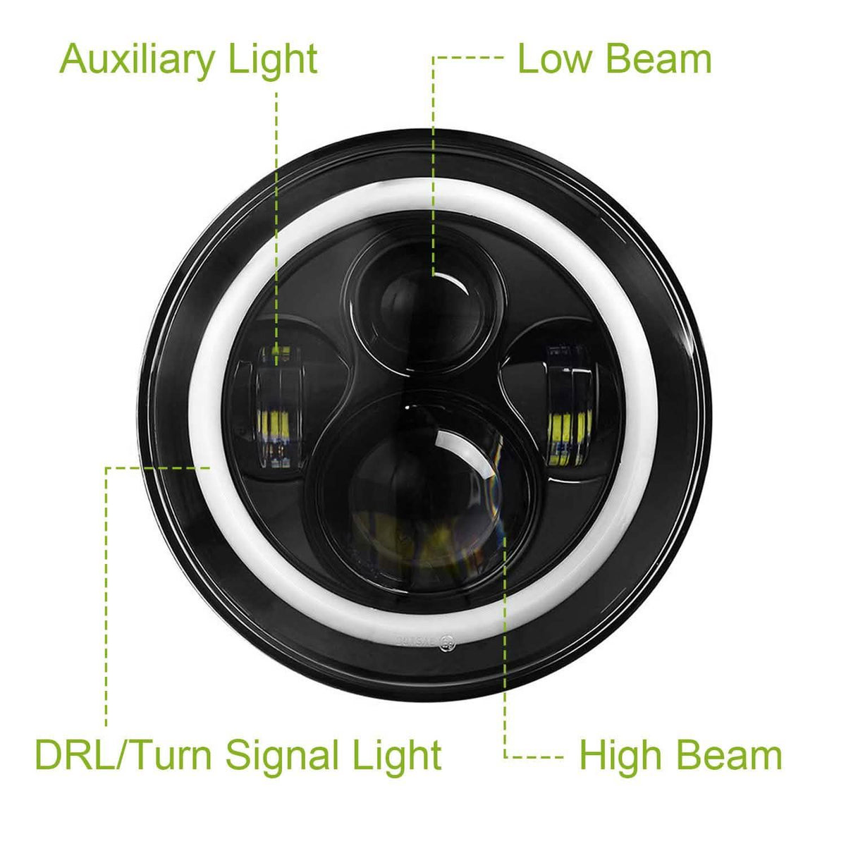 Round LED Headlight Halo Angel Eyes for Jeep Wrangler Automotive - Tophatter Daily Deals
