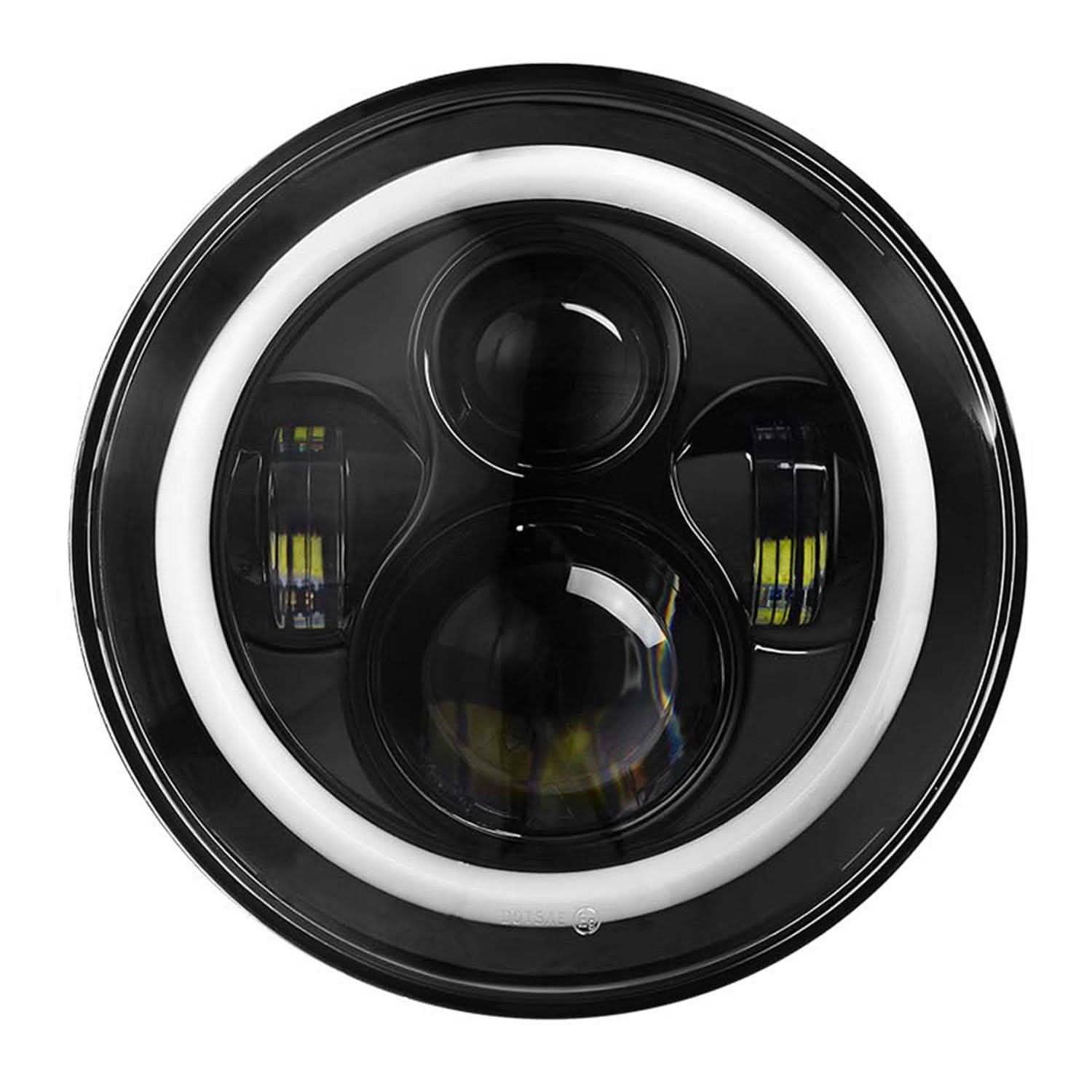 Round LED Headlight Halo Angel Eyes for Jeep Wrangler Automotive - Tophatter Daily Deals