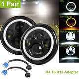 Round LED Headlight Halo Angel Eyes for Jeep Wrangler Automotive - Tophatter Daily Deals