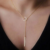 Round Stick Pendant Necklace Gold Necklaces - Tophatter Daily Deals