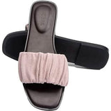 Roxoni Women's Ruched Fabric Slide Sandals Open Toe Flat Sandals with Heel Cushion Women's Shoes - Tophatter Daily Deals