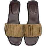 Roxoni Women's Ruched Fabric Slide Sandals Open Toe Flat Sandals with Heel Cushion Women's Shoes - Tophatter Daily Deals