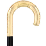 24K Gold Plated Tranquil Tourist Walking Cane w/ Black Beechwood Shaft & Collar - Tophatter Daily Deals