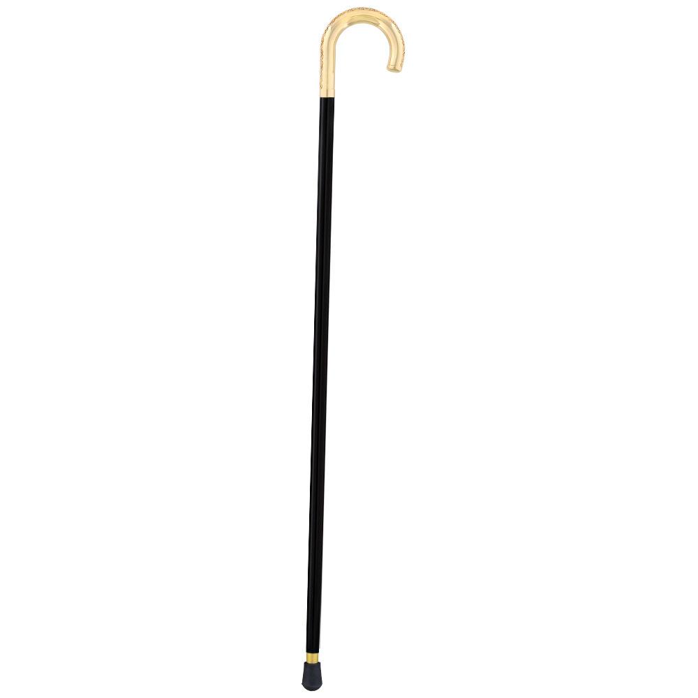 24K Gold Plated Tranquil Tourist Walking Cane w/ Black Beechwood Shaft & Collar - Tophatter Daily Deals
