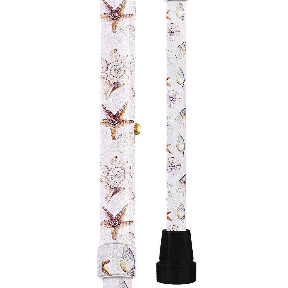 Watercolor Seashells: Designer Derby Cane Patterned Handle Adjustable Walking Canes - Tophatter Daily Deals