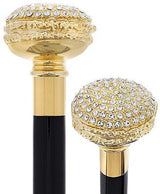 Italian Luxury: 24K Gold Plated Cane with Swarovski Rhinestones Alpaca Silver Walking Sticks - Tophatter Daily Deals
