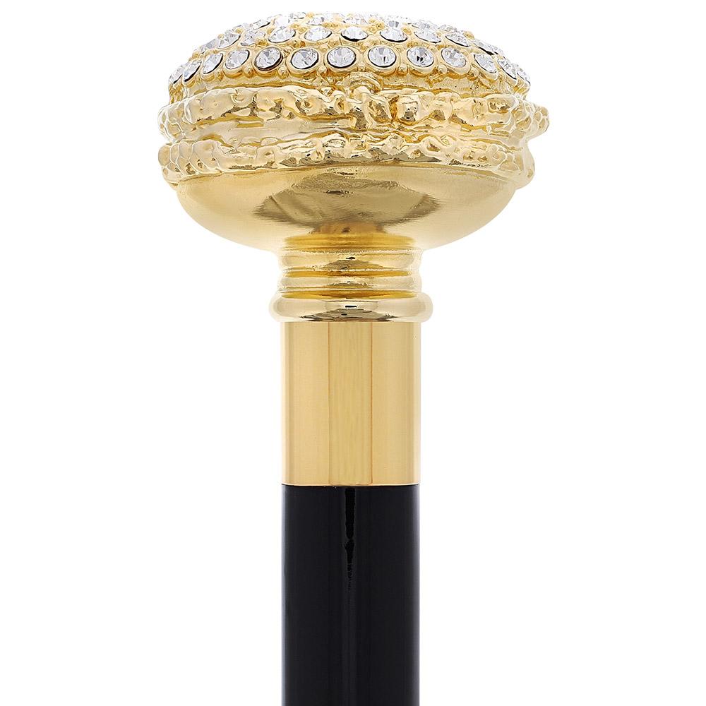 Italian Luxury: 24K Gold Plated Cane with Swarovski Rhinestones Alpaca Silver Walking Sticks - Tophatter Daily Deals