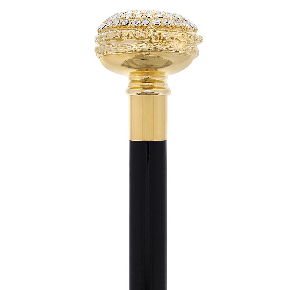 Italian Luxury: 24K Gold Plated Cane with Swarovski Rhinestones Alpaca Silver Walking Sticks - Tophatter Daily Deals