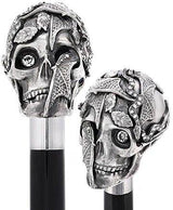 Italian Luxury: Skull & Snakes Cane, Crafted in 925r Silver Alpaca Silver Walking Sticks - Tophatter Daily Deals