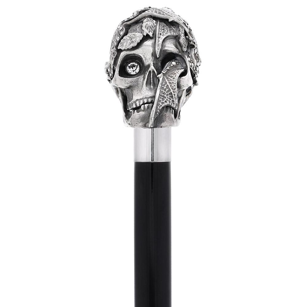 Italian Luxury: Skull & Snakes Cane, Crafted in 925r Silver Alpaca Silver Walking Sticks - Tophatter Daily Deals