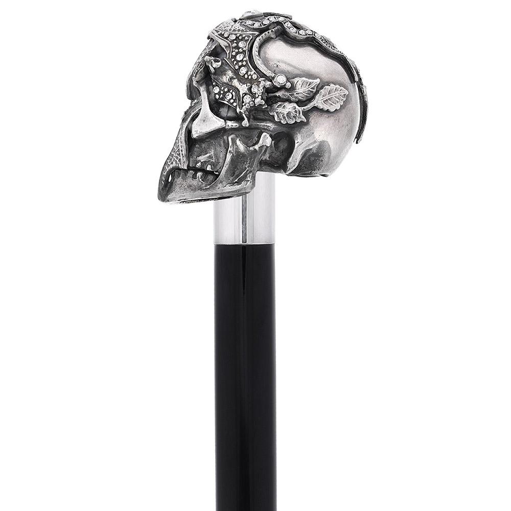 Italian Luxury: Skull & Snakes Cane, Crafted in 925r Silver Alpaca Silver Walking Sticks - Tophatter Daily Deals