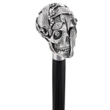 Italian Luxury: Skull & Snakes Cane, Crafted in 925r Silver Alpaca Silver Walking Sticks - Tophatter Daily Deals