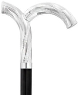 Italian Luxury: 'Curiously Curvaceous' Cane, In 925r Silver Alpaca Silver Walking Sticks - Tophatter Daily Deals