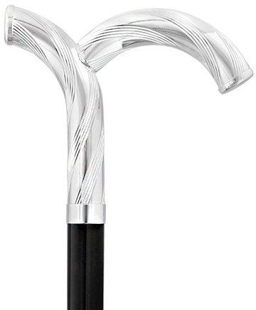 Italian Luxury: 'Curiously Curvaceous' Cane, In 925r Silver Alpaca Silver Walking Sticks - Tophatter Daily Deals
