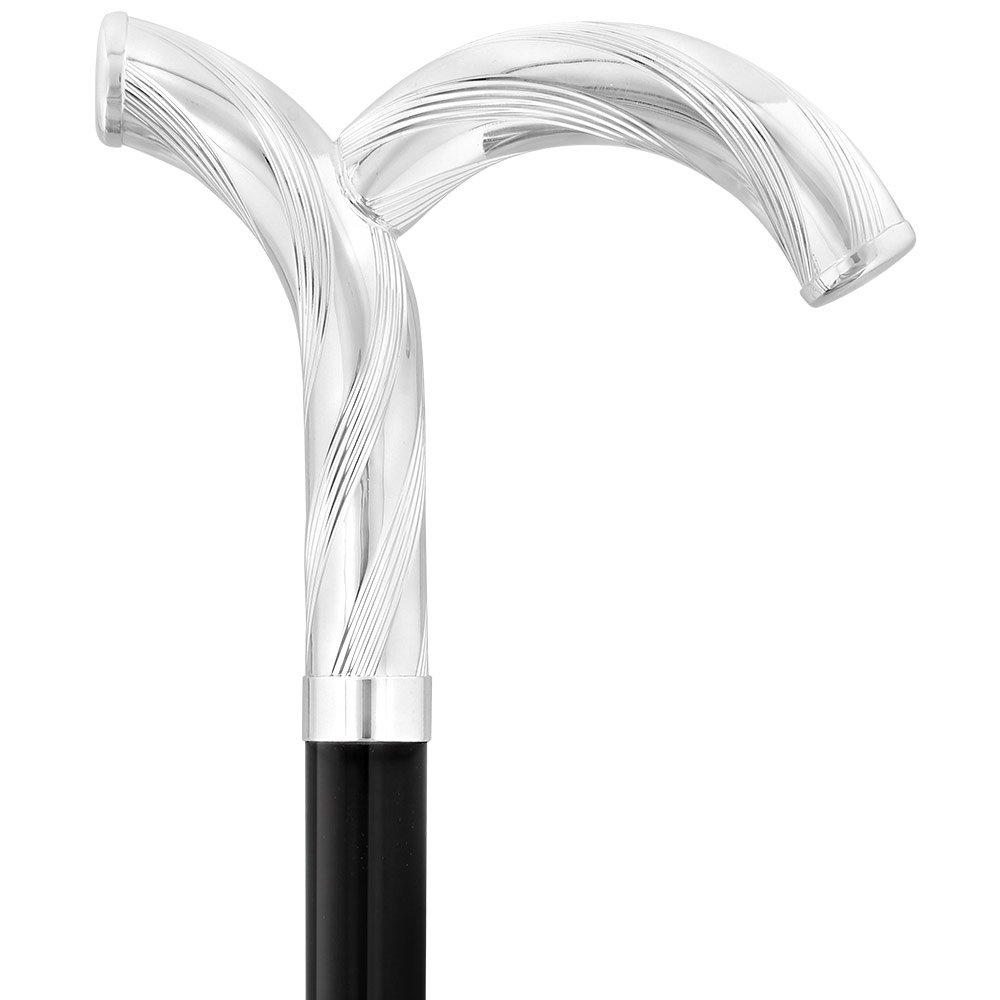 Italian Luxury: 'Curiously Curvaceous' Cane, In 925r Silver Alpaca Silver Walking Sticks - Tophatter Daily Deals