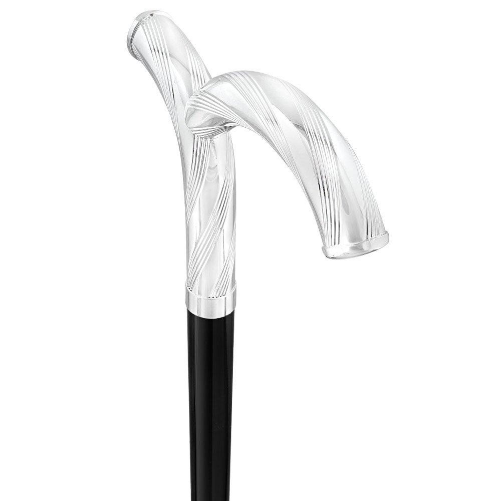 Italian Luxury: 'Curiously Curvaceous' Cane, In 925r Silver Alpaca Silver Walking Sticks - Tophatter Daily Deals