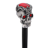 Silver 925r Ruby Red Skull and Bats Walking Cane w/ Black Beechwood Shaft Alpaca Silver Walking Sticks - Tophatter Daily Deals