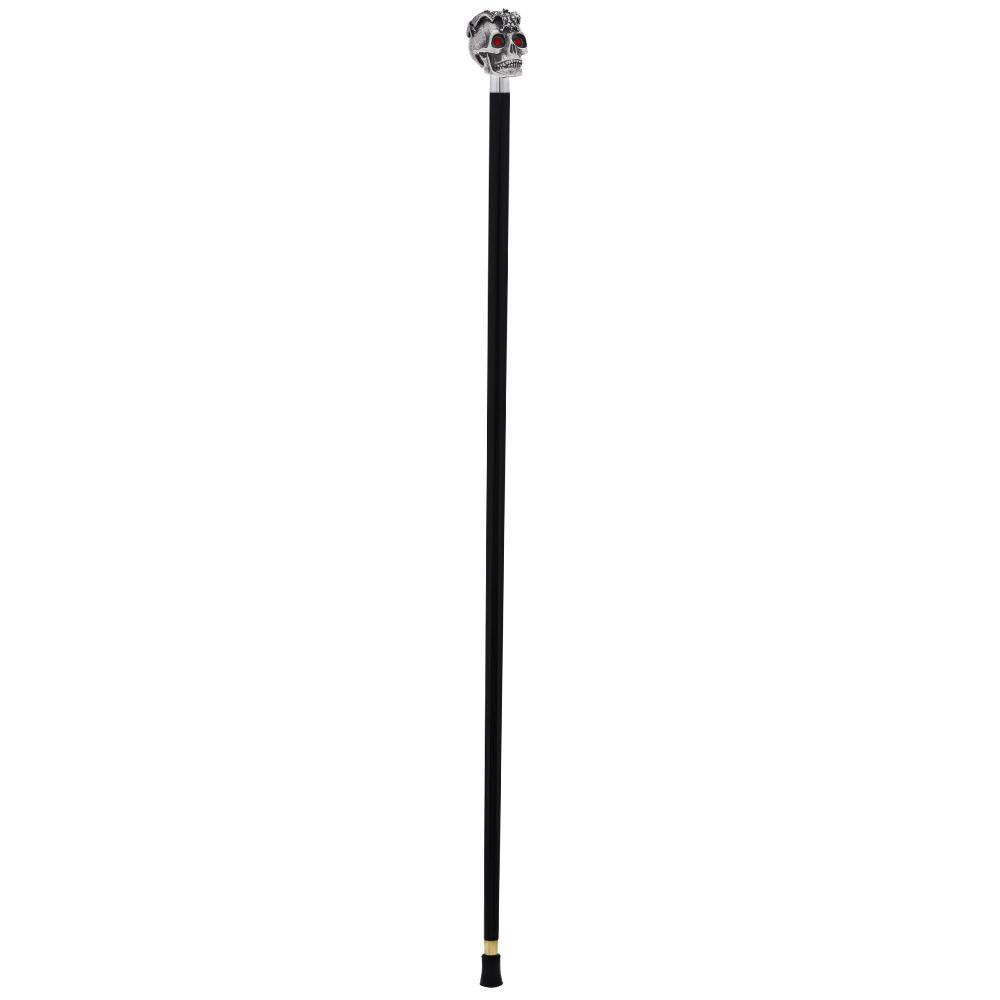 Silver 925r Ruby Red Skull and Bats Walking Cane w/ Black Beechwood Shaft Alpaca Silver Walking Sticks - Tophatter Daily Deals