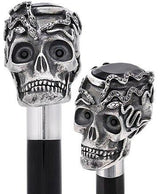 Italian Luxury: Skull & Snakes with Crystal Eyes, 925r Silver Alpaca Silver Walking Sticks - Tophatter Daily Deals