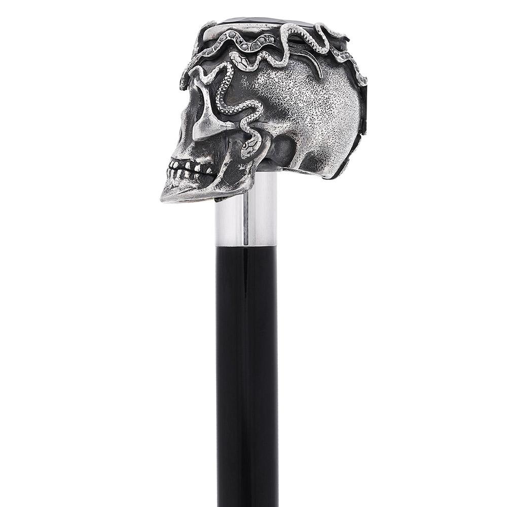Italian Luxury: Skull & Snakes with Crystal Eyes, 925r Silver Alpaca Silver Walking Sticks - Tophatter Daily Deals