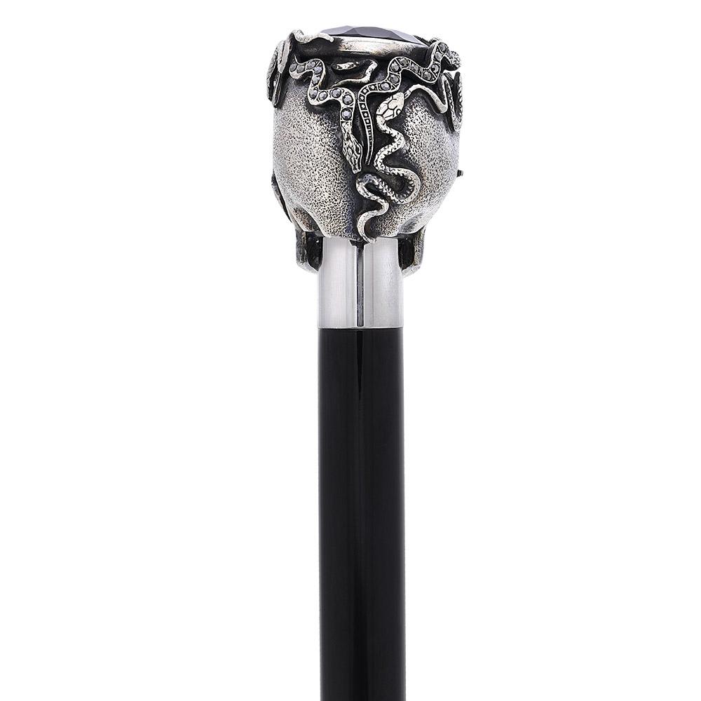 Italian Luxury: Skull & Snakes with Crystal Eyes, 925r Silver Alpaca Silver Walking Sticks - Tophatter Daily Deals