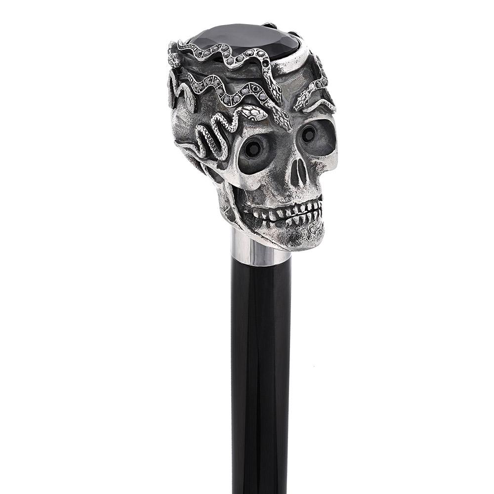 Italian Luxury: Skull & Snakes with Crystal Eyes, 925r Silver Alpaca Silver Walking Sticks - Tophatter Daily Deals