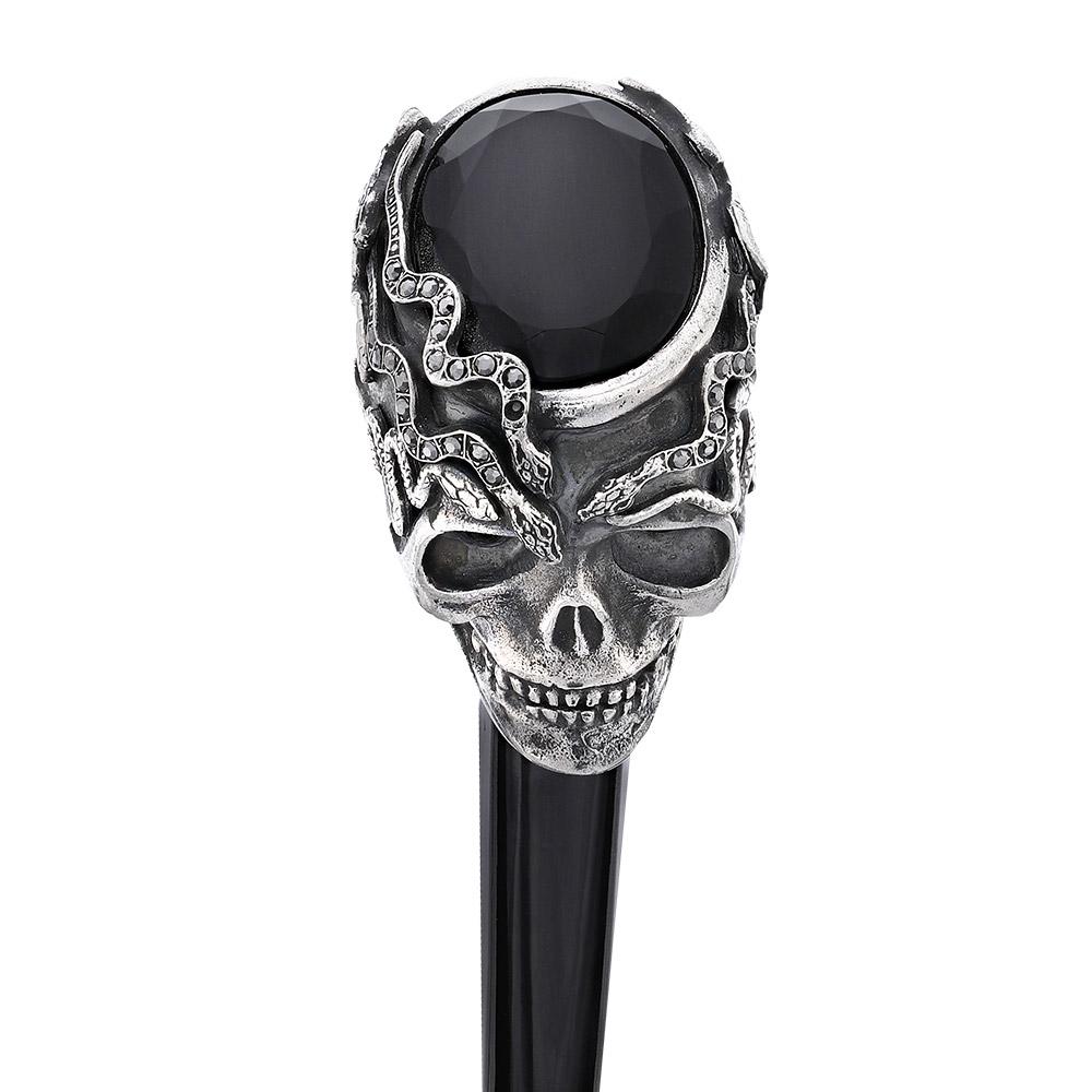 Italian Luxury: Skull & Snakes with Crystal Eyes, 925r Silver Alpaca Silver Walking Sticks - Tophatter Daily Deals
