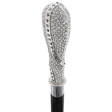 Opulent Italian: 925r Silver Cane w/ Extensive Swarovski Inlay Alpaca Silver Walking Sticks - Tophatter Daily Deals