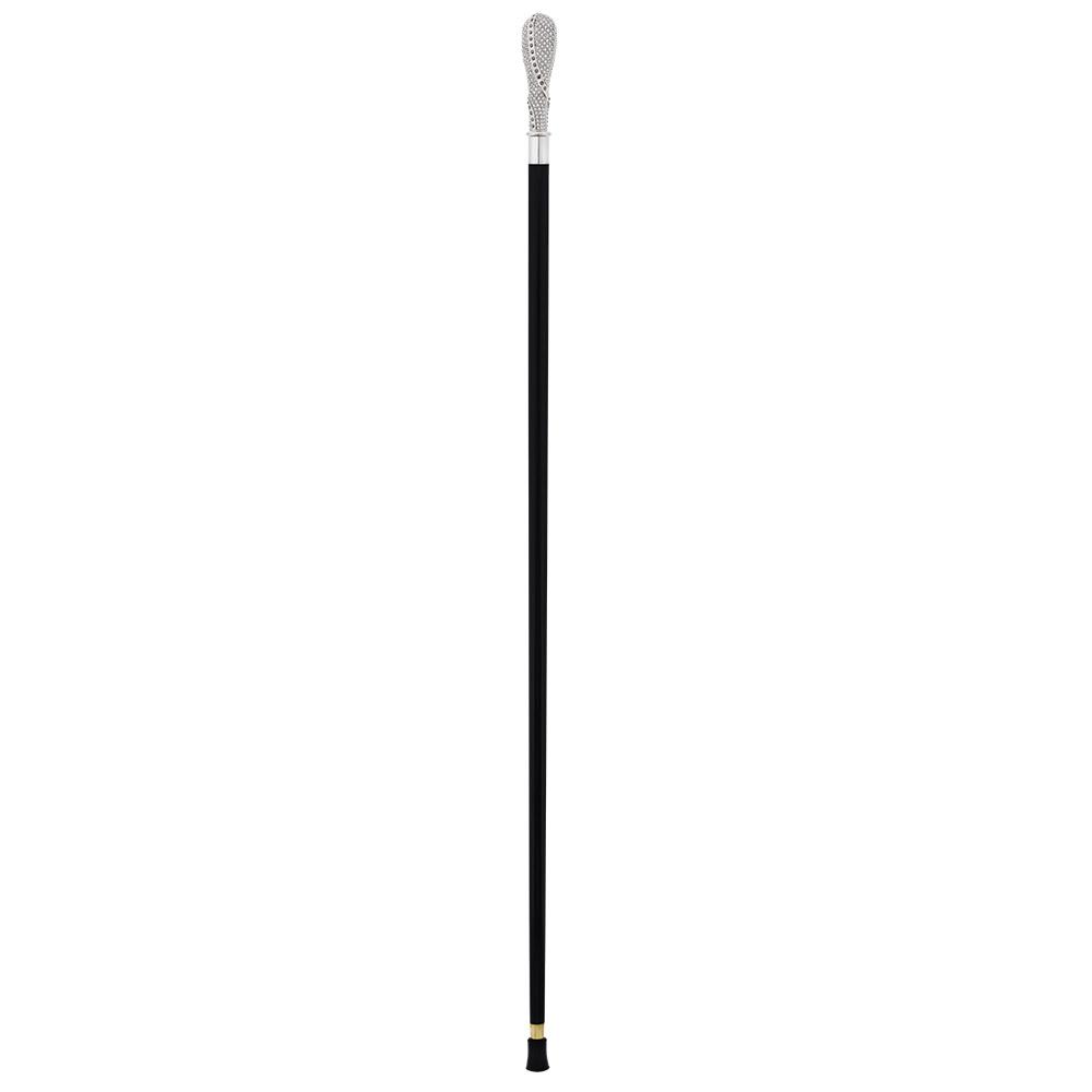 Opulent Italian: 925r Silver Cane w/ Extensive Swarovski Inlay Alpaca Silver Walking Sticks - Tophatter Daily Deals