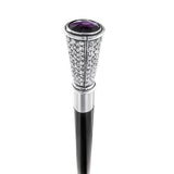Swarovski Crystal Encrusted Elongated Knob Walking Stick with Purple Stone Alpaca Silver Walking Sticks - Tophatter Daily Deals
