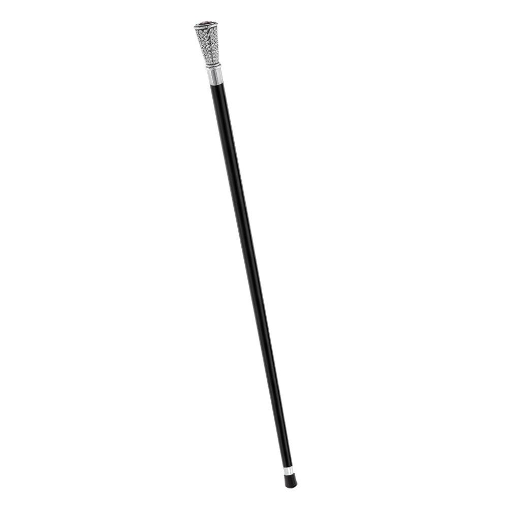 Swarovski Crystal Encrusted Elongated Knob Walking Stick with Purple Stone Alpaca Silver Walking Sticks - Tophatter Daily Deals