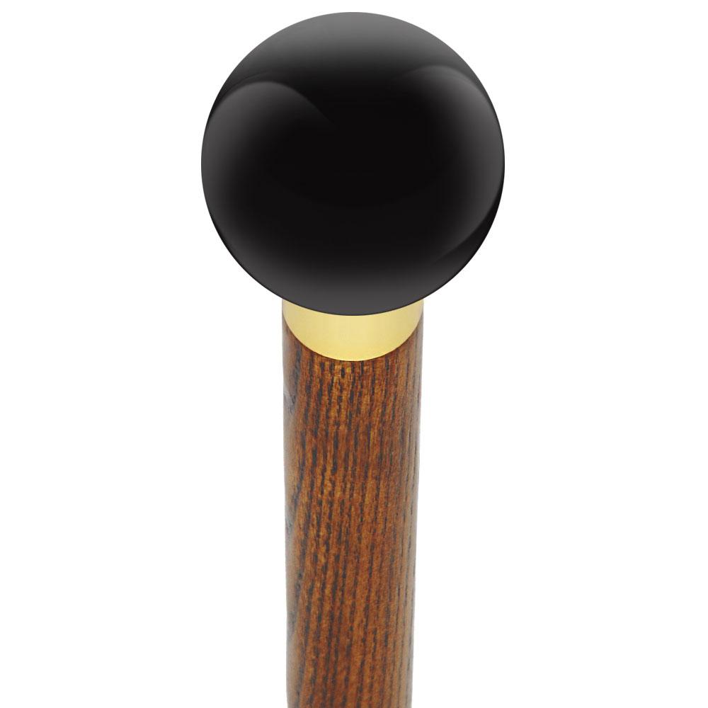 Black Void Round Knob Cane w/ Custom Color Ash Shaft & Collar Ball Clock Handle Walking Canes - Tophatter Daily Deals