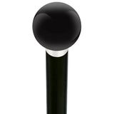 Black Void Round Knob Cane w/ Custom Wood Shaft & Collar Ball Clock Handle Walking Canes - Tophatter Daily Deals