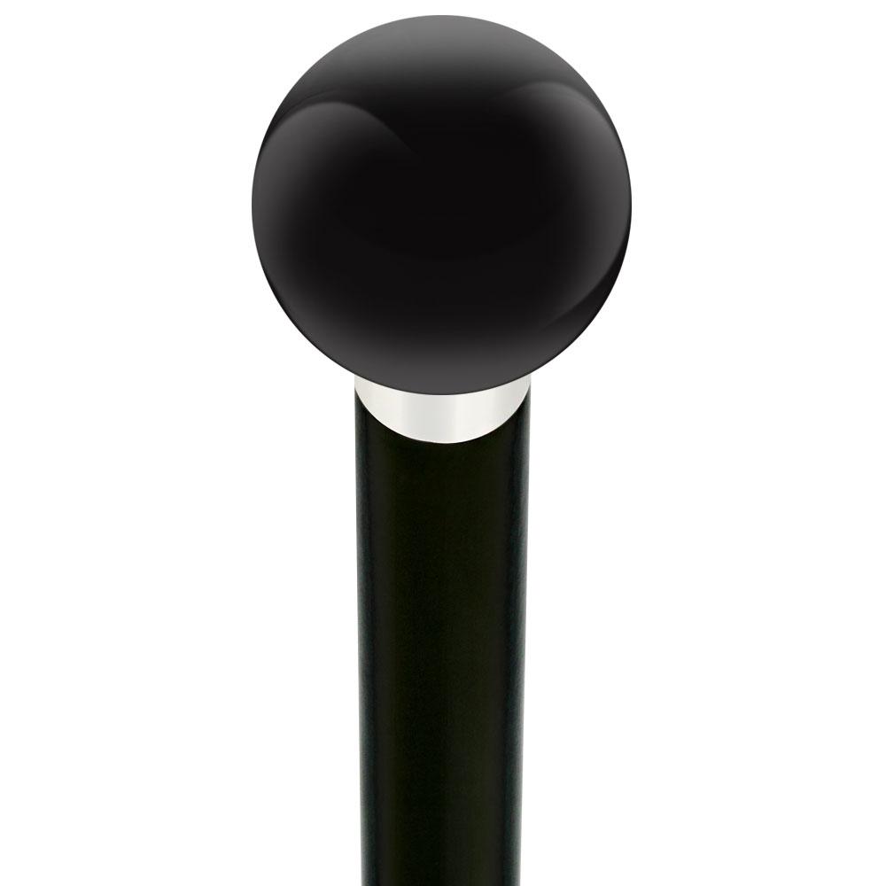 Black Void Round Knob Cane w/ Custom Wood Shaft & Collar Ball Clock Handle Walking Canes - Tophatter Daily Deals