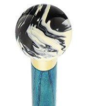 Black & White Cream Swirl Round Knob Cane w/ Custom Color Ash Shaft & Collar Ball Clock Handle Walking Canes - Tophatter Daily Deals