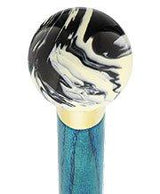 Black & White Cream Swirl Round Knob Cane w/ Custom Color Ash Shaft & Collar Ball Clock Handle Walking Canes - Tophatter Daily Deals