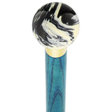 Black & White Cream Swirl Round Knob Cane w/ Custom Color Ash Shaft & Collar Ball Clock Handle Walking Canes - Tophatter Daily Deals