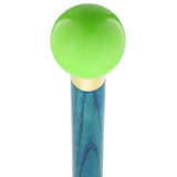 Green Apple Metallic Round Knob Cane w/ Custom Color Ash Shaft & Collar Ball Clock Handle Walking Canes - Tophatter Daily Deals