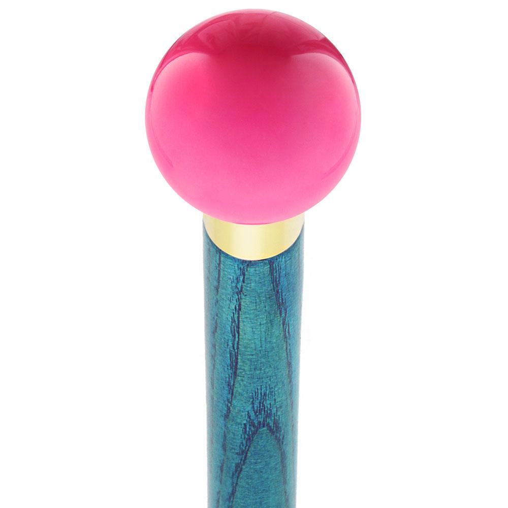 Hot Pink Round Knob Cane w/ Custom Color Ash Shaft & Collar Ball Clock Handle Walking Canes - Tophatter Daily Deals