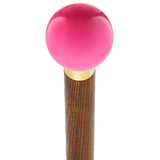 Hot Pink Round Knob Cane w/ Custom Color Ash Shaft & Collar Ball Clock Handle Walking Canes - Tophatter Daily Deals
